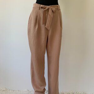 RW&CO Camel Tapered Leg Pants with Front Tie Detail - Size 8
